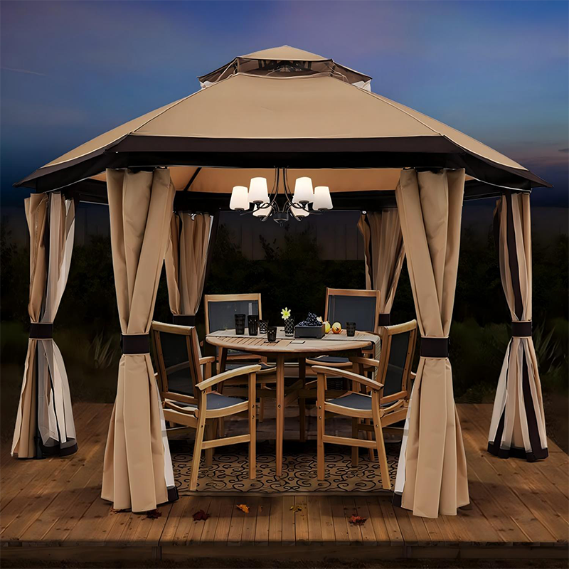 Tienda de campaña de acero para jardín exterior con mosquitera y marquesina exterior