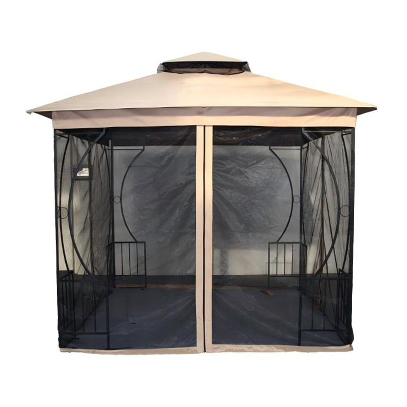 Mirador de patio con cubierta resistente al viento de acero de poliéster de cuatro estaciones de 10 x 10 pies de alta calidad, fácil montaje para exteriores