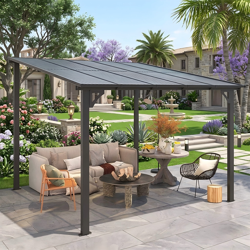 Tienda de campaña de acero para jardín exterior con mosquitera y marquesina exterior